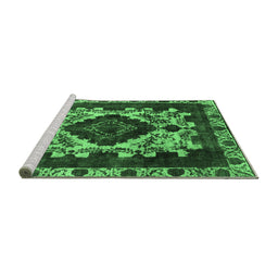 Sideview of Machine Washable Oriental Emerald Green Industrial Area Rugs, wshurb2902emgrn