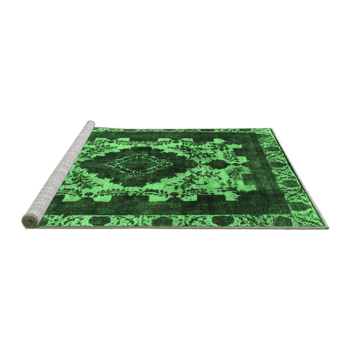 Sideview of Machine Washable Oriental Emerald Green Industrial Area Rugs, wshurb2902emgrn