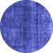 Round Persian Blue Bohemian Rug, urb2903blu