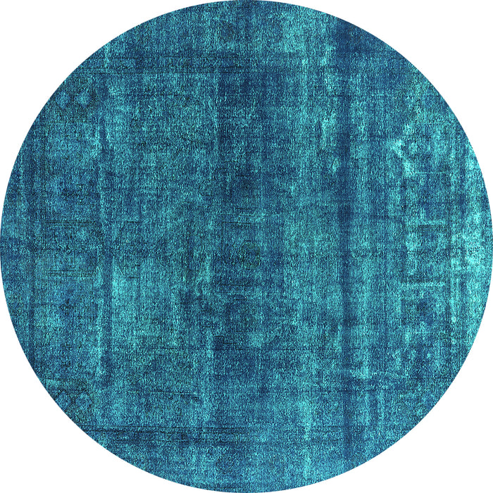Round Machine Washable Persian Turquoise Bohemian Area Rugs, wshurb2903turq
