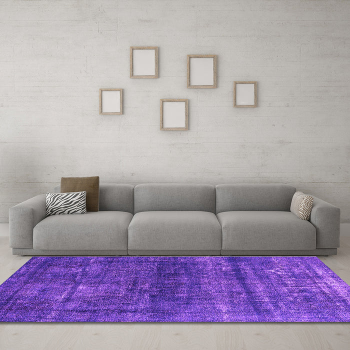 Machine Washable Persian Purple Bohemian Area Rugs in a Living Room, wshurb2903pur