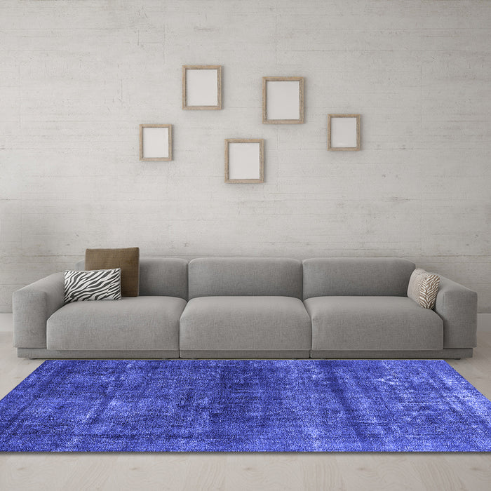 Machine Washable Persian Blue Bohemian Rug in a Living Room, wshurb2903blu