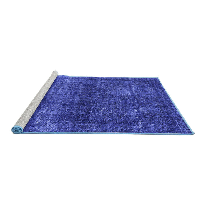 Sideview of Machine Washable Persian Blue Bohemian Rug, wshurb2903blu