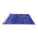 Sideview of Machine Washable Persian Blue Bohemian Rug, wshurb2903blu