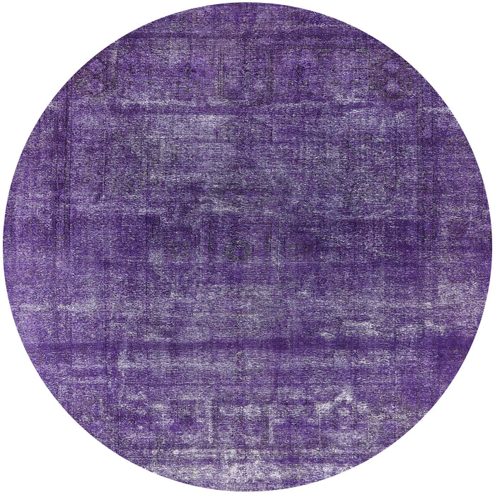 Round Machine Washable Industrial Modern Bright Grape Purple Rug, wshurb2903