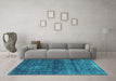 Machine Washable Persian Turquoise Bohemian Area Rugs in a Living Room,, wshurb2903turq