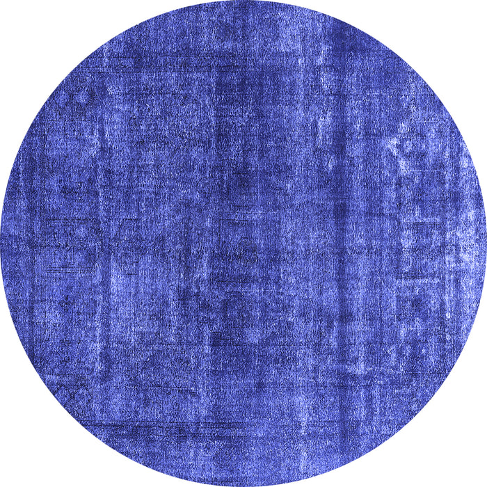 Round Machine Washable Persian Blue Bohemian Rug, wshurb2903blu
