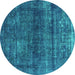 Round Persian Turquoise Bohemian Rug, urb2903turq