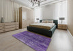 Mid-Century Modern Bright Purple Persian Rug in a Bedroom, urb2903