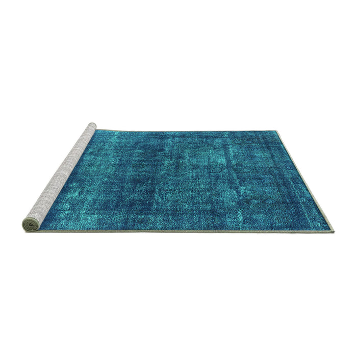 Sideview of Machine Washable Persian Turquoise Bohemian Area Rugs, wshurb2903turq