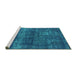 Sideview of Machine Washable Persian Turquoise Bohemian Area Rugs, wshurb2903turq