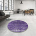 Round Machine Washable Industrial Modern Bright Grape Purple Rug in a Office, wshurb2903