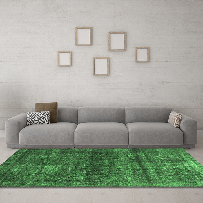 Machine Washable Persian Emerald Green Bohemian Area Rugs in a Living Room,, wshurb2903emgrn