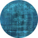 Round Oriental Light Blue Industrial Rug, urb2904lblu