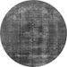 Round Machine Washable Oriental Gray Industrial Rug, wshurb2904gry