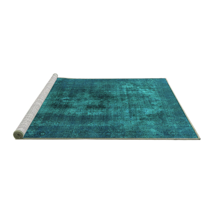 Sideview of Machine Washable Oriental Turquoise Industrial Area Rugs, wshurb2904turq