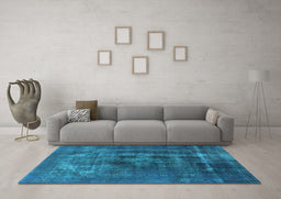 Machine Washable Oriental Light Blue Industrial Rug in a Living Room, wshurb2904lblu