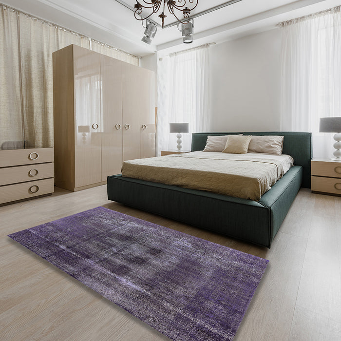 Machine Washable Industrial Modern Plum Purple Rug in a Bedroom, wshurb2904