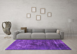 Machine Washable Oriental Purple Industrial Area Rugs in a Living Room, wshurb2904pur