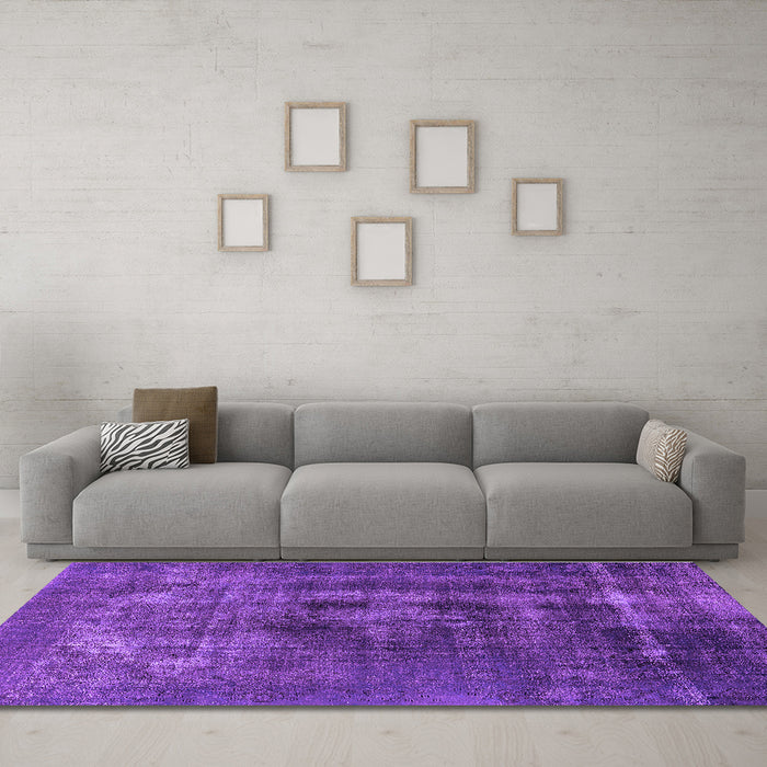 Machine Washable Oriental Purple Industrial Area Rugs in a Living Room, wshurb2904pur