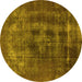 Round Oriental Yellow Industrial Rug, urb2904yw