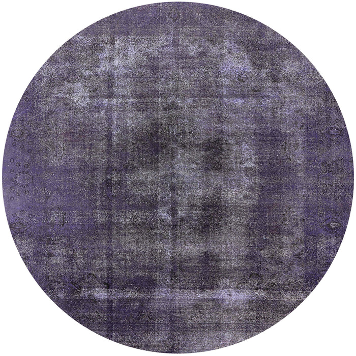 Round Mid-Century Modern Plum Purple Oriental Rug, urb2904