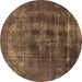 Round Oriental Brown Industrial Rug, urb2904brn