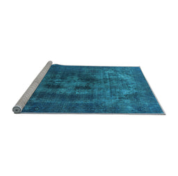 Sideview of Machine Washable Oriental Light Blue Industrial Rug, wshurb2904lblu