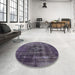 Round Machine Washable Industrial Modern Plum Purple Rug in a Office, wshurb2904