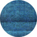 Round Persian Light Blue Bohemian Rug, urb2905lblu