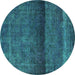 Round Persian Turquoise Bohemian Rug, urb2905turq