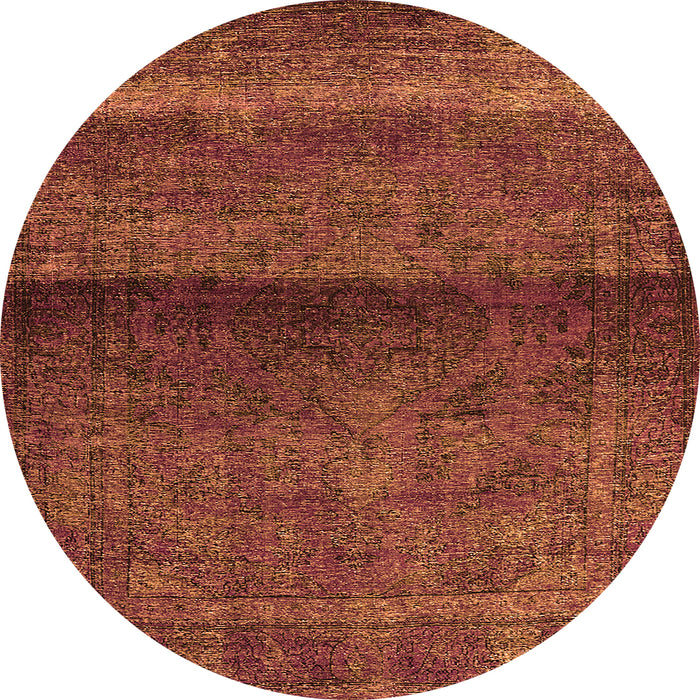 Round Machine Washable Persian Orange Bohemian Area Rugs, wshurb2905org