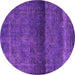 Round Machine Washable Persian Purple Bohemian Area Rugs, wshurb2905pur