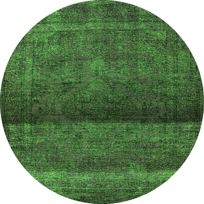 Round Machine Washable Persian Green Bohemian Area Rugs, wshurb2905grn