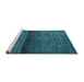 Sideview of Machine Washable Persian Turquoise Bohemian Area Rugs, wshurb2905turq