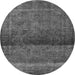 Round Machine Washable Persian Gray Bohemian Rug, wshurb2905gry