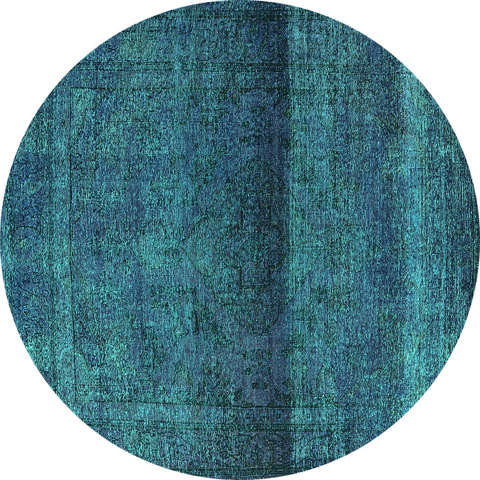 Round Machine Washable Persian Turquoise Bohemian Area Rugs, wshurb2905turq