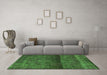 Machine Washable Persian Green Bohemian Area Rugs in a Living Room,, wshurb2905grn