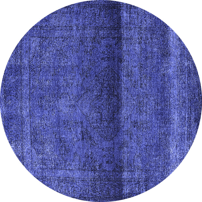 Round Machine Washable Persian Blue Bohemian Rug, wshurb2905blu