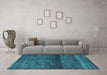 Machine Washable Persian Turquoise Bohemian Area Rugs in a Living Room,, wshurb2905turq