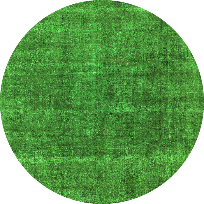 Round Machine Washable Oriental Green Industrial Area Rugs, wshurb2906grn