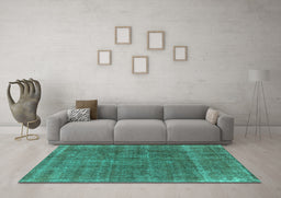 Machine Washable Oriental Turquoise Industrial Area Rugs in a Living Room,, wshurb2906turq