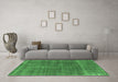 Machine Washable Oriental Emerald Green Industrial Area Rugs in a Living Room,, wshurb2906emgrn