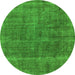 Round Oriental Green Industrial Rug, urb2906grn