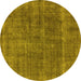 Round Oriental Yellow Industrial Rug, urb2906yw