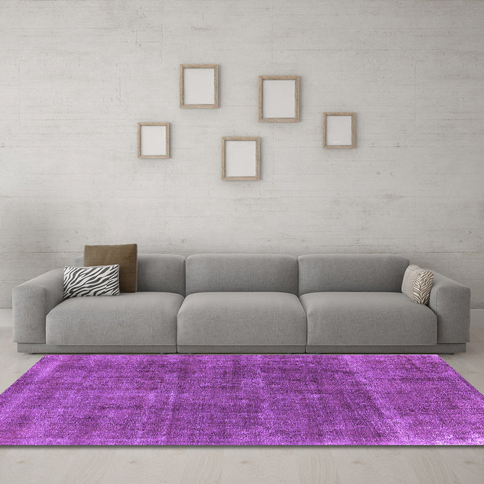 Machine Washable Oriental Purple Industrial Area Rugs in a Living Room, wshurb2906pur