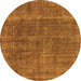 Round Machine Washable Oriental Orange Industrial Area Rugs, wshurb2906org