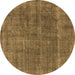 Round Oriental Brown Industrial Rug, urb2906brn