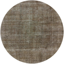 Round Mid-Century Modern Coffee Brown Oriental Rug, urb2906