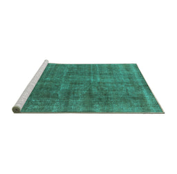 Sideview of Machine Washable Oriental Turquoise Industrial Area Rugs, wshurb2906turq